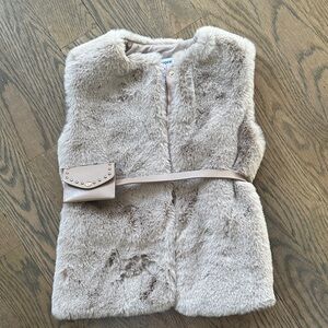 Mayoral Beige Faux Fur Vest with Belt Bag